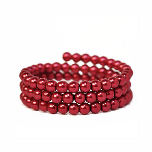 Glass Pearl Beads, Bordeaux Red, Round, 8mm - BEADED CREATIONS