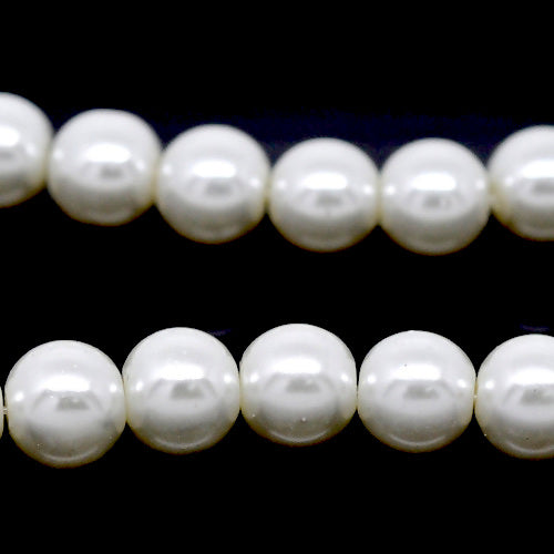 Glass Pearl Beads, Bridal White, Round, 10mm - BEADED CREATIONS