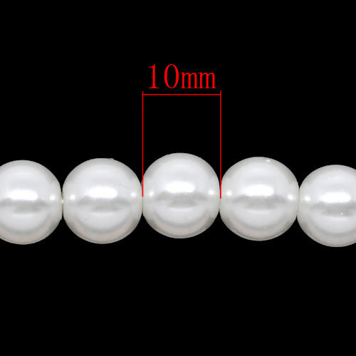 Glass Pearl Beads, Bridal White, Round, 10mm - BEADED CREATIONS
