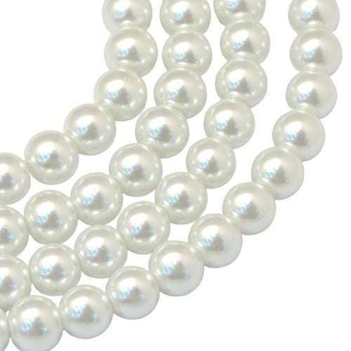 Glass Pearl Beads, Bridal White, Round, 8mm - BEADED CREATIONS