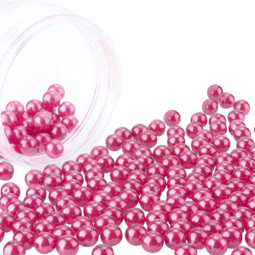 Glass Pearl Beads, Carnation Pink, Round, 8mm