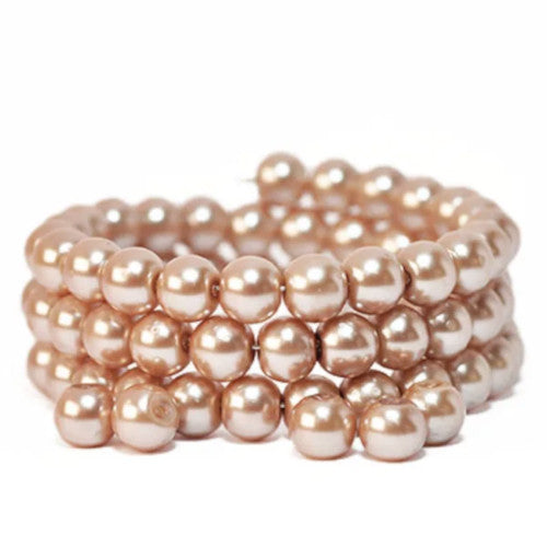 Glass Pearl Beads, Champagne, Round, 8mm - BEADED CREATIONS