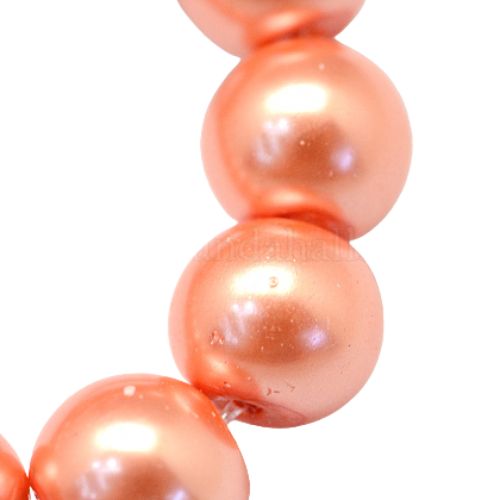 Glass Pearl Beads, Coral, Round, 4mm - BEADED CREATIONS