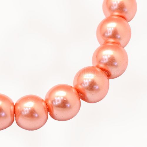 Glass Pearl Beads, Coral, Round, 4mm - BEADED CREATIONS