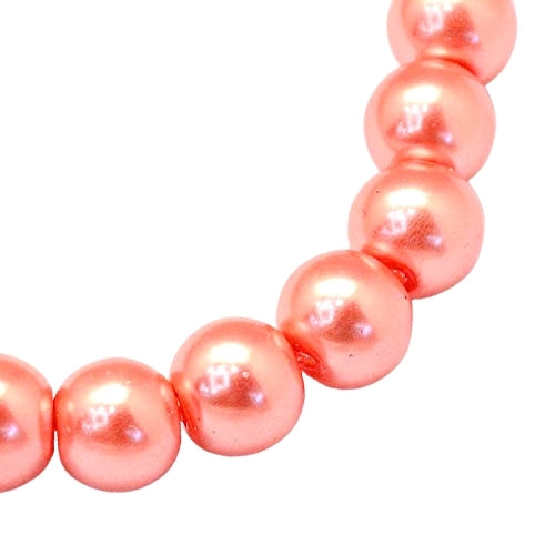 Glass Pearl Beads, Coral, Round, 8mm - BEADED CREATIONS