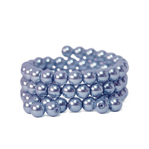 Glass Pearl Beads, Cornflower Blue, Round, 8mm - BEADED CREATIONS