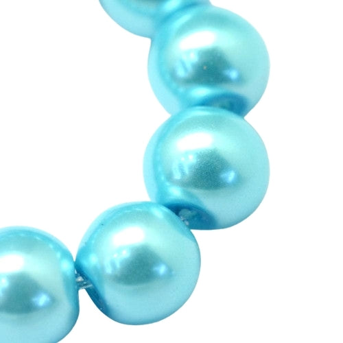 Glass Pearl Beads, Cyan, Round, 16mm - BEADED CREATIONS