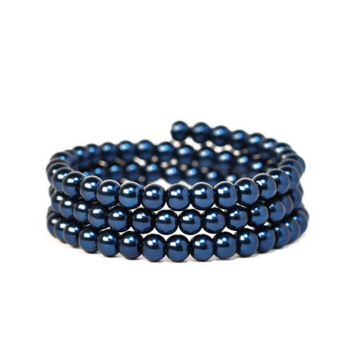 Glass Pearl Beads, Dark Blue, Round, 8mm - BEADED CREATIONS