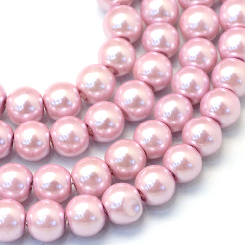 Glass Pearl Beads, Flamingo, Round, 8mm - BEADED CREATIONS