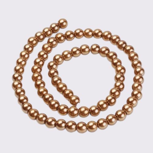 Glass Pearl Beads, Light Copper, Round, 4mm - BEADED CREATIONS