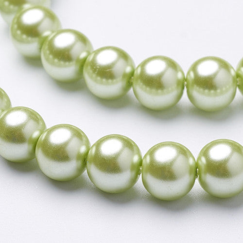 Glass Pearl Beads, Light Green, Round, 8mm - BEADED CREATIONS