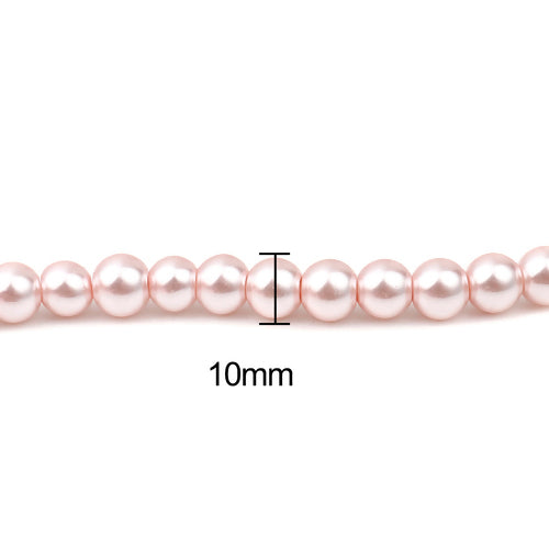 Glass Pearl Beads, Light Pink, Round, 10mm - BEADED CREATIONS