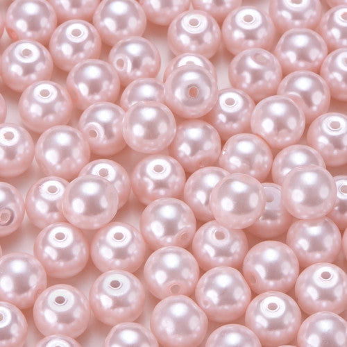 Glass Pearl Beads, Light Pink, Round, 8mm - BEADED CREATIONS