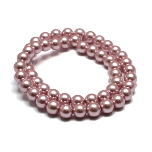 Glass Pearl Beads, Light Rose, Round, 8mm - BEADED CREATIONS
