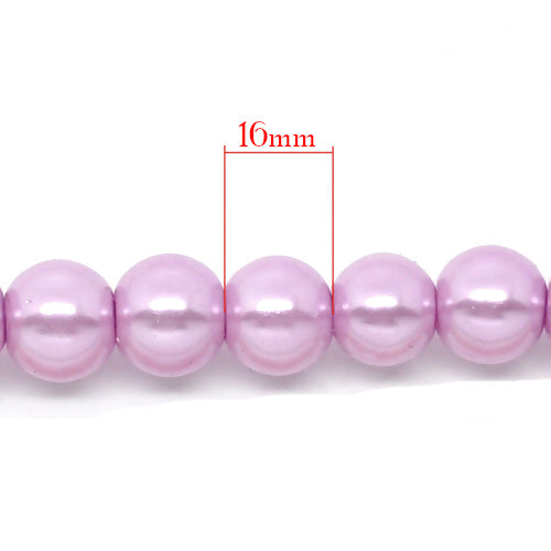 Glass Pearl Beads, Lilac, Round, 16mm - BEADED CREATIONS
