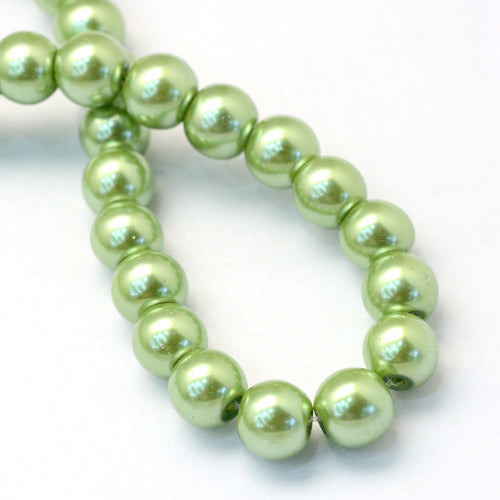 Glass Pearl Beads, Lime Green, Round, 8mm - BEADED CREATIONS