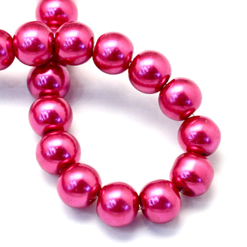 Glass Pearl Beads, Medium Violet Red, Round, 8mm - BEADED CREATIONS