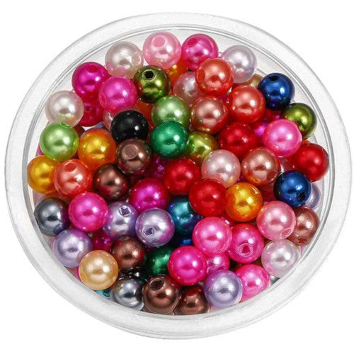 Glass Pearl Beads, Mixed Colors, Round, 12mm - BEADED CREATIONS