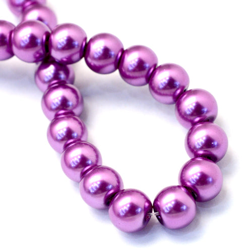 Glass Pearl Beads, Orchid, Round, 8mm - BEADED CREATIONS