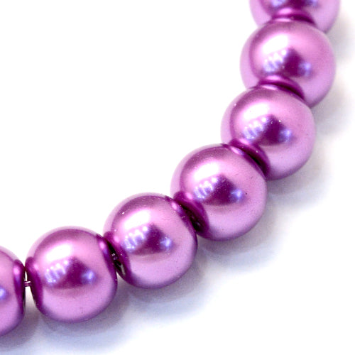 Glass Pearl Beads, Orchid, Round, 8mm - BEADED CREATIONS