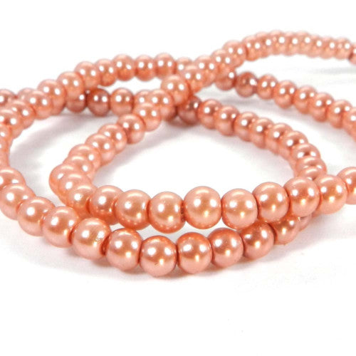 Glass Pearl Beads, Peach Fuzz, Round, 8mm - BEADED CREATIONS