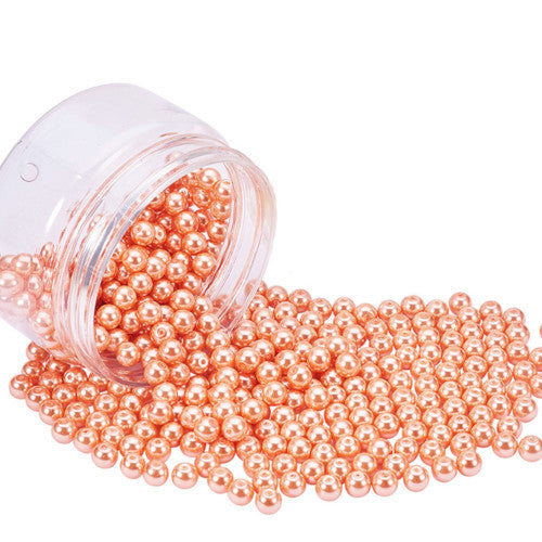 Glass Pearl Beads, Peach, Round, 8mm - BEADED CREATIONS