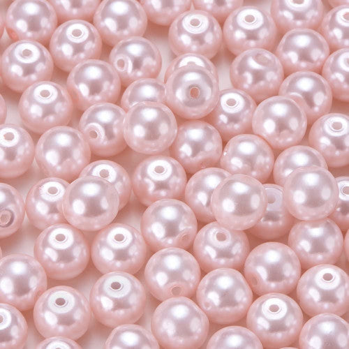 Glass Pearl Beads, Pink, Round, 8mm - BEADED CREATIONS