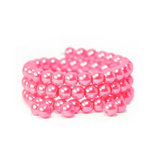 Glass Pearl Beads, Rose Pink, Round, 8mm - BEADED CREATIONS