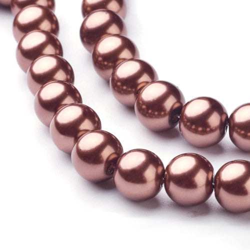 Glass Pearl Beads, Rosewood, Round, 8mm - BEADED CREATIONS