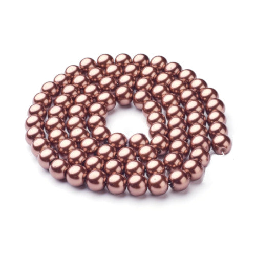 Glass Pearl Beads, Rosewood, Round, 8mm - BEADED CREATIONS