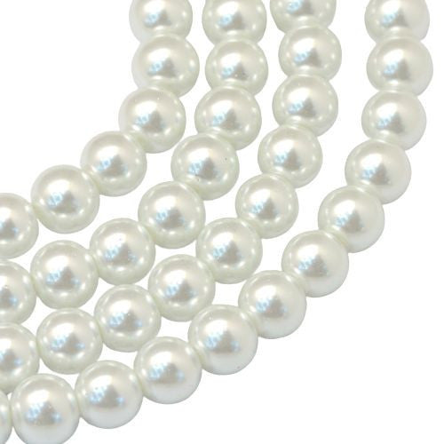 Glass Pearl Beads, Round, Bridal White, 8mm - BEADED CREATIONS