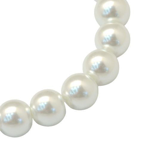 Glass Pearl Beads, Round, Bridal White, 8mm - BEADED CREATIONS