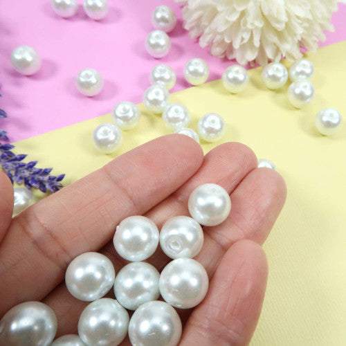 Glass Pearl Beads, Round, Bridal White, 8mm - BEADED CREATIONS