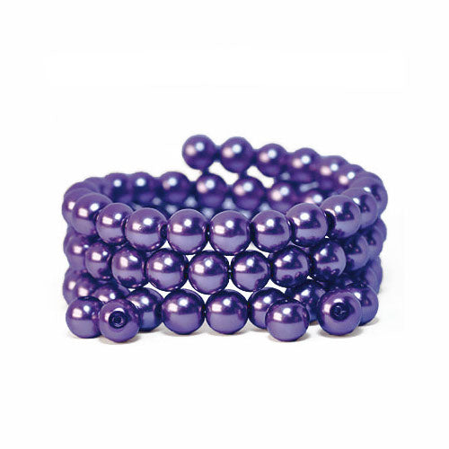 Glass Pearl Beads, Round, Dark Purple, 8mm - BEADED CREATIONS