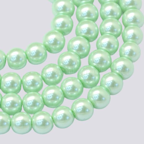 Glass Pearl Beads, Round, Pale Green, 4mm - BEADED CREATIONS