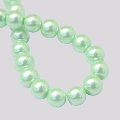 Glass Pearl Beads, Round, Pale Green, 4mm - BEADED CREATIONS