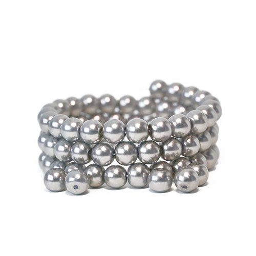 Glass Pearl Beads, Silver, Round, 8mm - BEADED CREATIONS