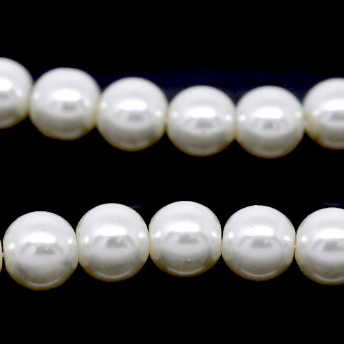 Glass Pearl Beads, Strand, Bridal White, Round, 10mm - BEADED CREATIONS