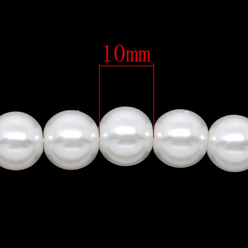 Glass Pearl Beads, Strand, Bridal White, Round, 10mm - BEADED CREATIONS