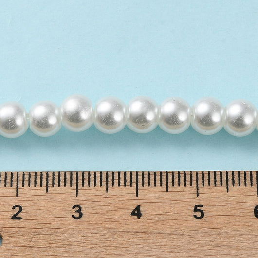 Glass Pearl Beads, Strand, Bridal White, Round, 6mm - BEADED CREATIONS