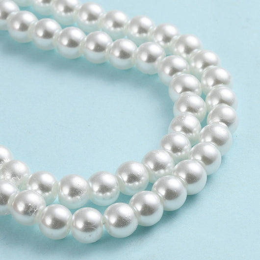 Glass Pearl Beads, Strand, Bridal White, Round, 6mm - BEADED CREATIONS