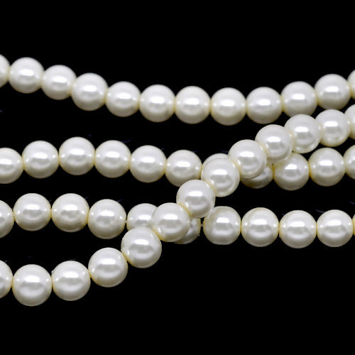 Glass Pearl Beads, Strand,  Ivory, Round, 10mm - BEADED CREATIONS