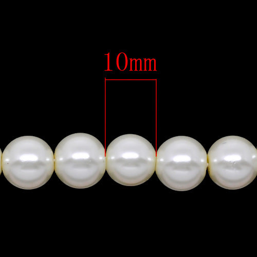 Glass Pearl Beads, Strand,  Ivory, Round, 10mm - BEADED CREATIONS