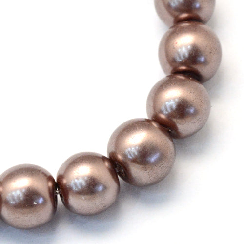 Glass Pearl Beads, Strand, Light Mocha, Round, 8mm - BEADED CREATIONS