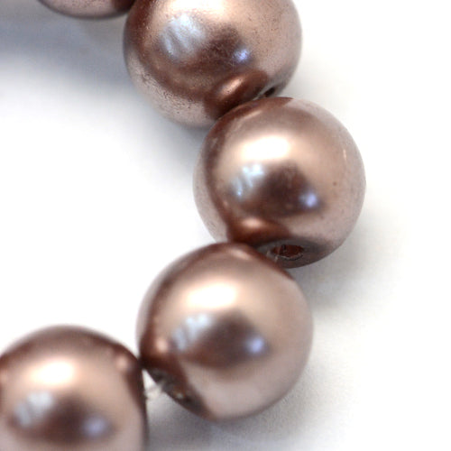 Glass Pearl Beads, Strand, Light Mocha, Round, 8mm - BEADED CREATIONS