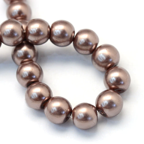 Glass Pearl Beads, Strand, Light Mocha, Round, 8mm - BEADED CREATIONS