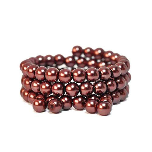 Glass Pearl Beads, Strand, Mocha, Round, 8mm - BEADED CREATIONS