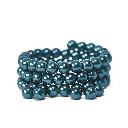 Glass Pearl Beads, Teal, Round, 8mm - BEADED CREATIONS