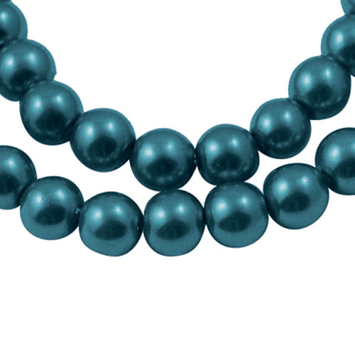 Glass Pearl Beads, Teal, Round, 8mm - BEADED CREATIONS
