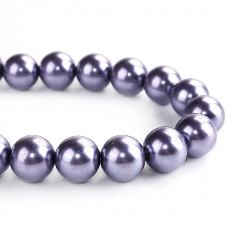Glass Pearl Beads, Violet, Round, 16mm - BEADED CREATIONS